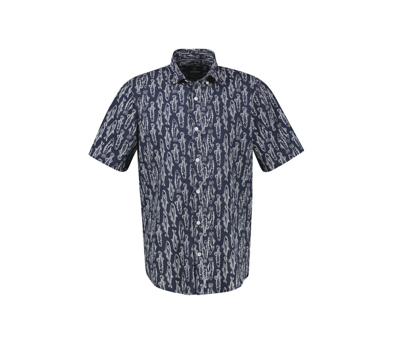 Lerros Overhemd Seersucker Classic Navy