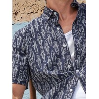 Lerros Overhemd Seersucker Classic Navy