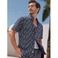 Lerros Overhemd Seersucker Classic Navy