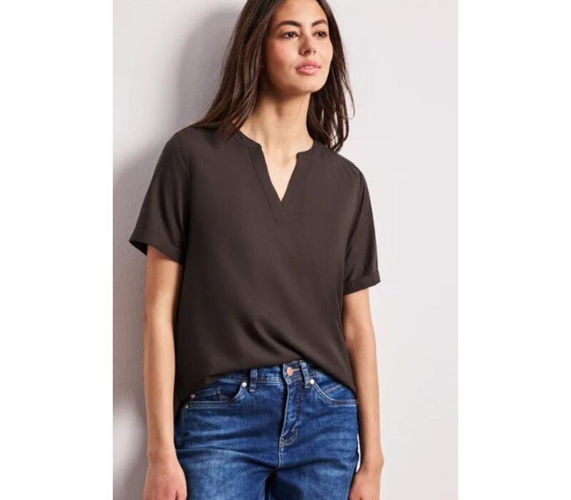 Street One Splitneck Blouse Turn - Up Espresso Brown