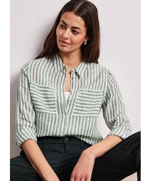 StreetOne Street One Striped Shirtcollarblouse with Pocket
