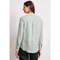 Street One Striped Shirtcollarblouse with Pocket Bound Green