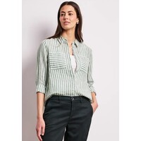 Street One Striped Shirtcollarblouse with Pocket Bound Green