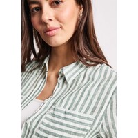 Street One Striped Shirtcollarblouse with Pocket Bound Green