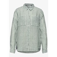 Street One Striped Shirtcollarblouse with Pocket Bound Green