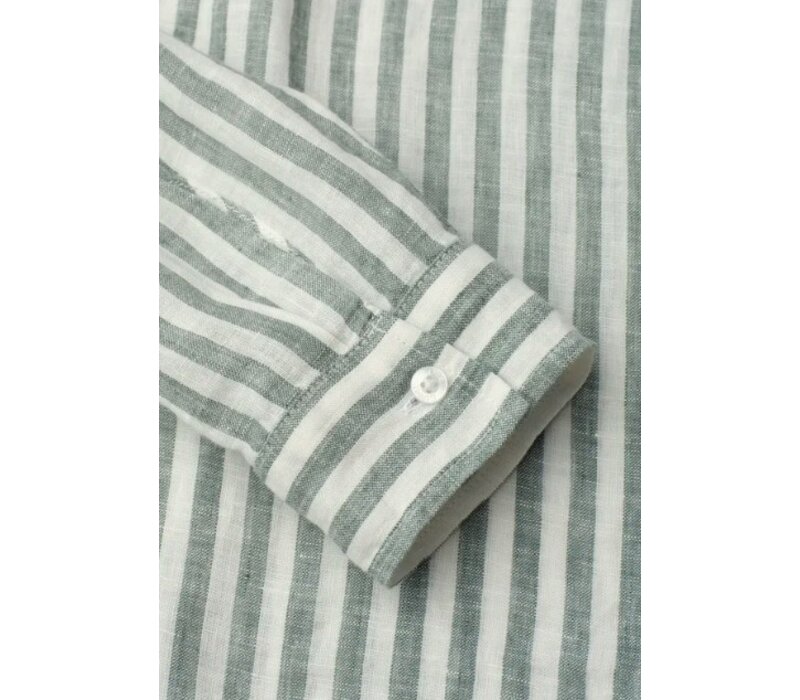 Street One Striped Shirtcollarblouse with Pocket Bound Green