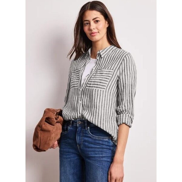 Street One Striped Shirtcollarblouse with Pocke 