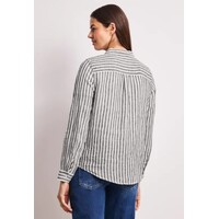 Street One Striped Shirtcollarblouse with Pocke Espresso Brown