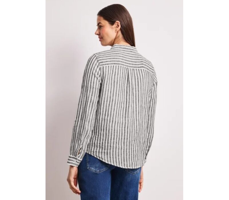 Street One Striped Shirtcollarblouse with Pocke Espresso Brown