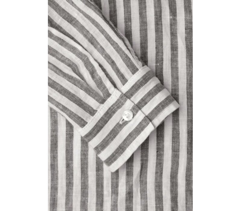 Street One Striped Shirtcollarblouse with Pocke Espresso Brown