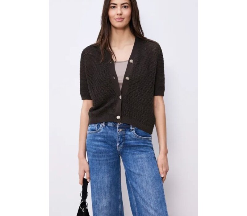 Street One V-Neck Cardigan Structure Espresso Brown