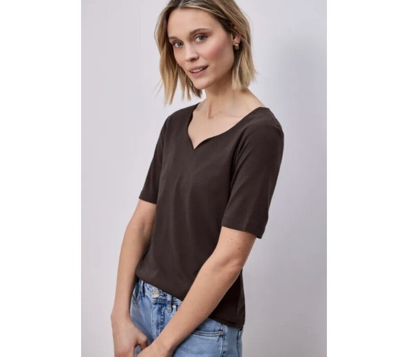 Street One Ada Heart Neck 1/2 Sleeves Espresso Brown