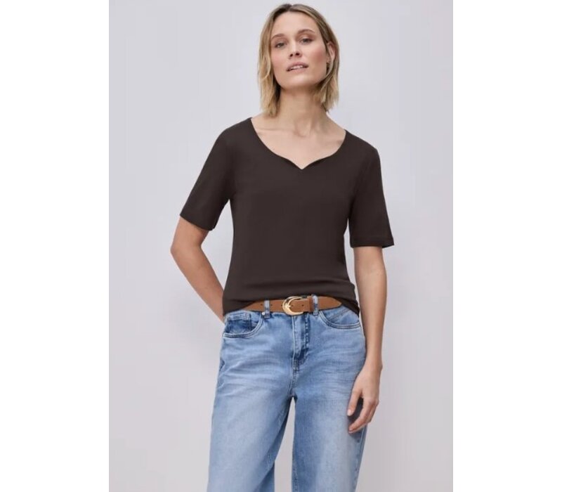 Street One Ada Heart Neck 1/2 Sleeves Espresso Brown