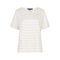 Red Button Terry Stripe Short Sleeve Pebble