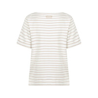 Red Button Terry Stripe Short Sleeve Pebble
