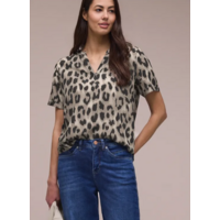 Street One Splitneck Blouse with Turn Up Timeless Beige