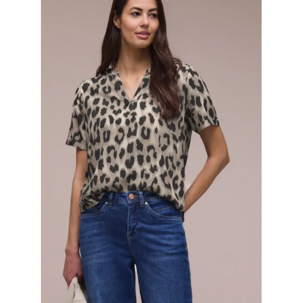 Street One Splitneck Blouse with Turn Up 