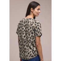 Street One Splitneck Blouse with Turn Up Timeless Beige