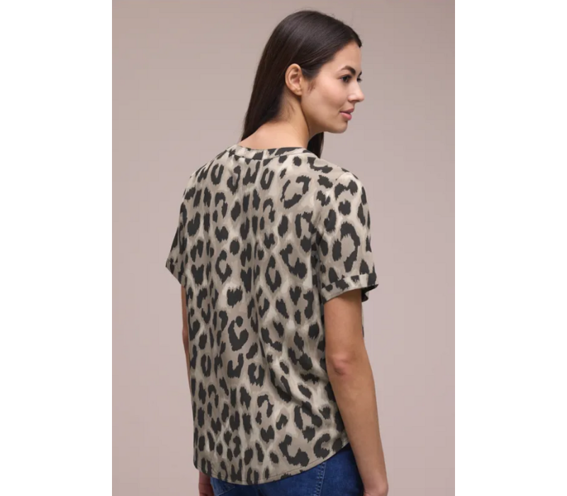 Street One Splitneck Blouse with Turn Up Timeless Beige