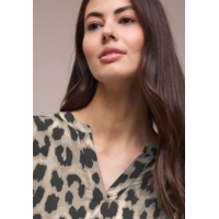 Street One Splitneck Blouse with Turn Up Timeless Beige