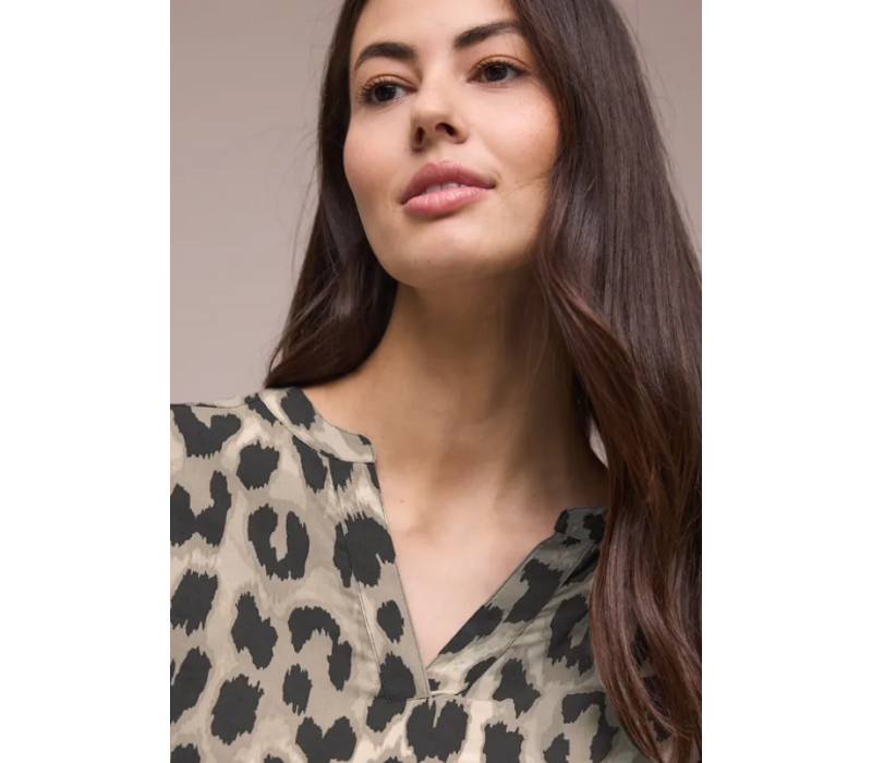 Street One Splitneck Blouse with Turn Up Timeless Beige