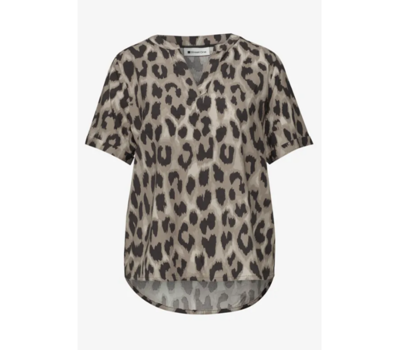 Street One Splitneck Blouse with Turn Up Timeless Beige