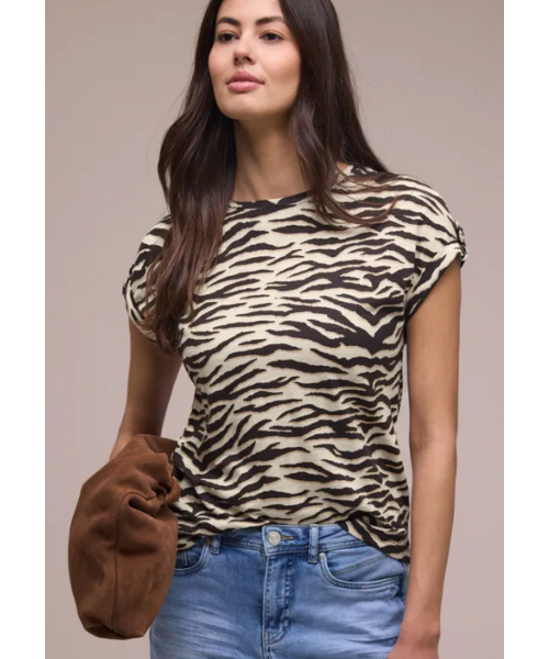 StreetOne Street One Printed Basic Shirt with Deco Button