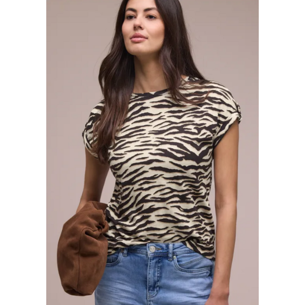 Street One Printed Basic Shirt with Deco Button 