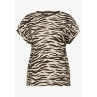 Street One Printed Basic Shirt with Deco Button Espresso Brown