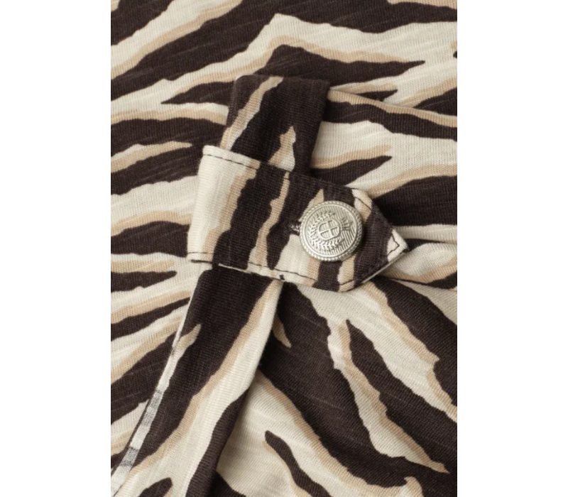 Street One Printed Basic Shirt with Deco Button Espresso Brown