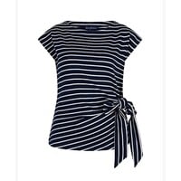 Red Button Terry Stripe with Knot Darkblue