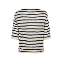 Red Button Cardigan Stripe & Sequins Pearl Darkblue