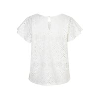 Red Button Top Ajour Ruffle Sleeve Ecru