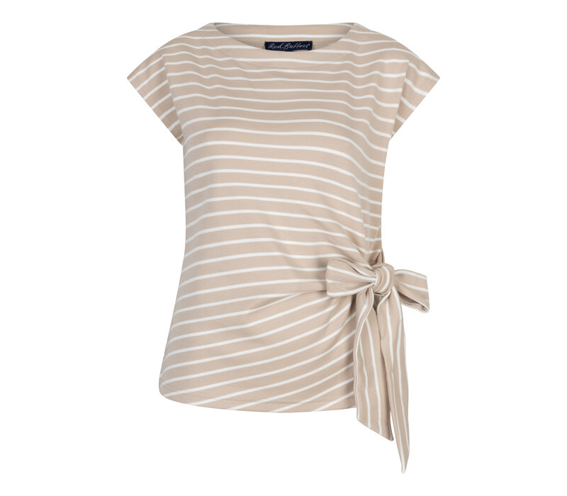 Red Button Terry Stripe with Knot Pebble