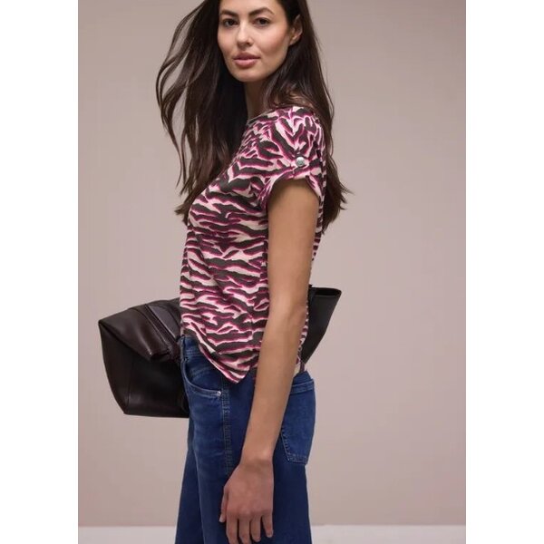 Street One Printed Basic Shirt with Deco Button 