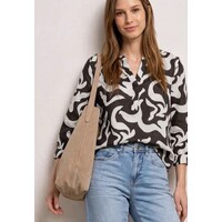 Street One Splitneck Tunic Blouse Espresso Brown
