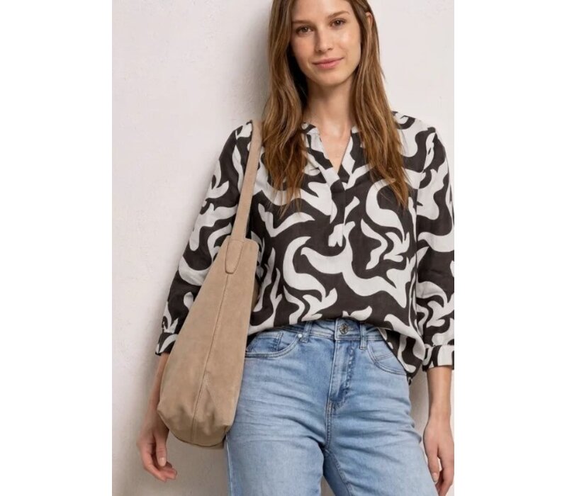 Street One Splitneck Tunic Blouse Espresso Brown