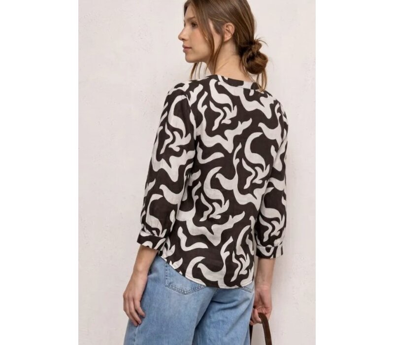 Street One Splitneck Tunic Blouse Espresso Brown