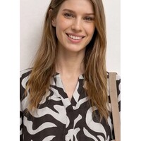 Street One Splitneck Tunic Blouse Espresso Brown
