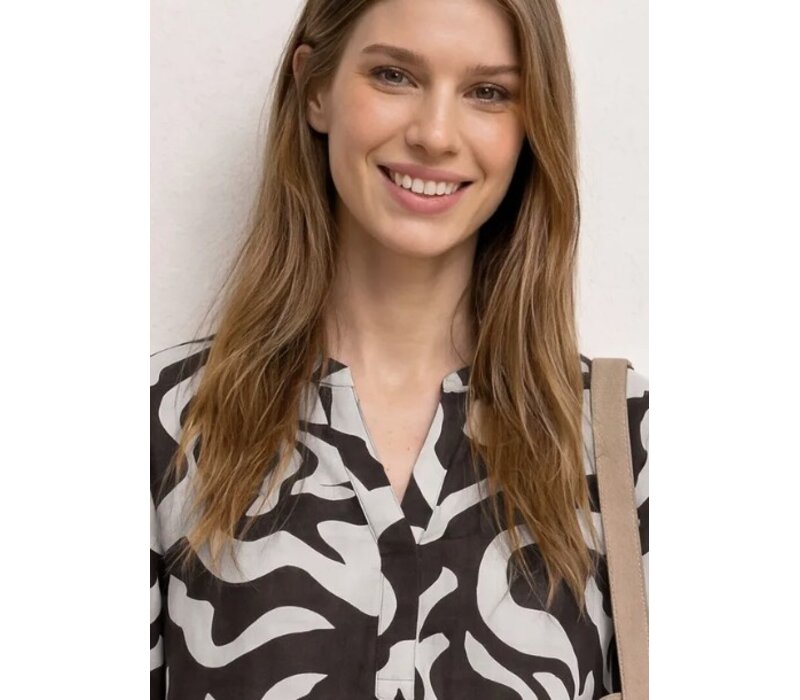 Street One Splitneck Tunic Blouse Espresso Brown