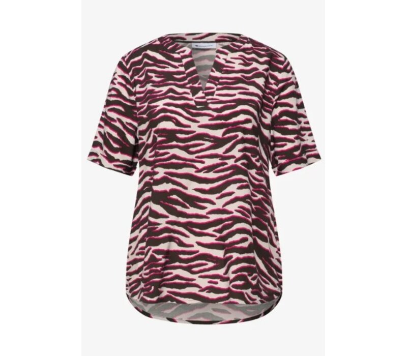 Street One Splitneck Blouse with Turn Up Minimal Rose