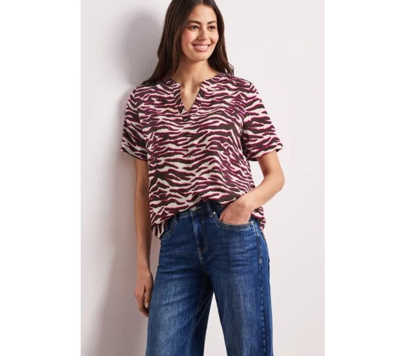 Street One Splitneck Blouse with Turn Up Minimal Rose