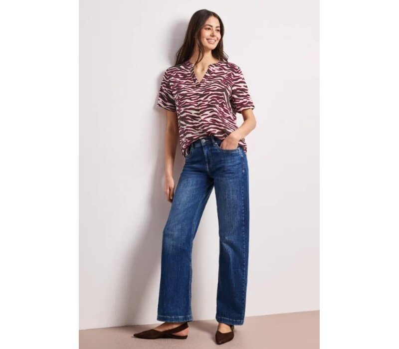 Street One Splitneck Blouse with Turn Up Minimal Rose
