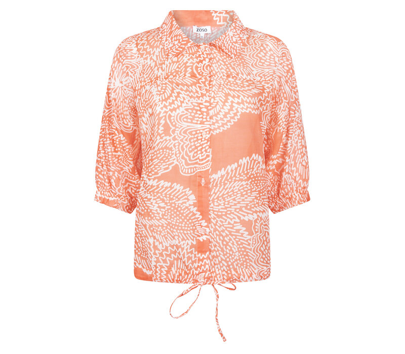 Zoso Printed Woven Blouse Coral