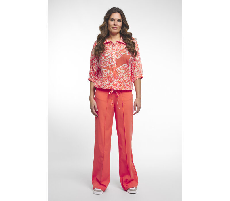 Zoso Printed Woven Blouse Coral