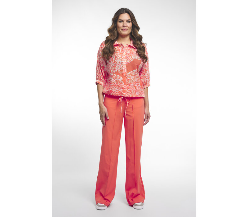 Zoso Printed Woven Blouse Coral
