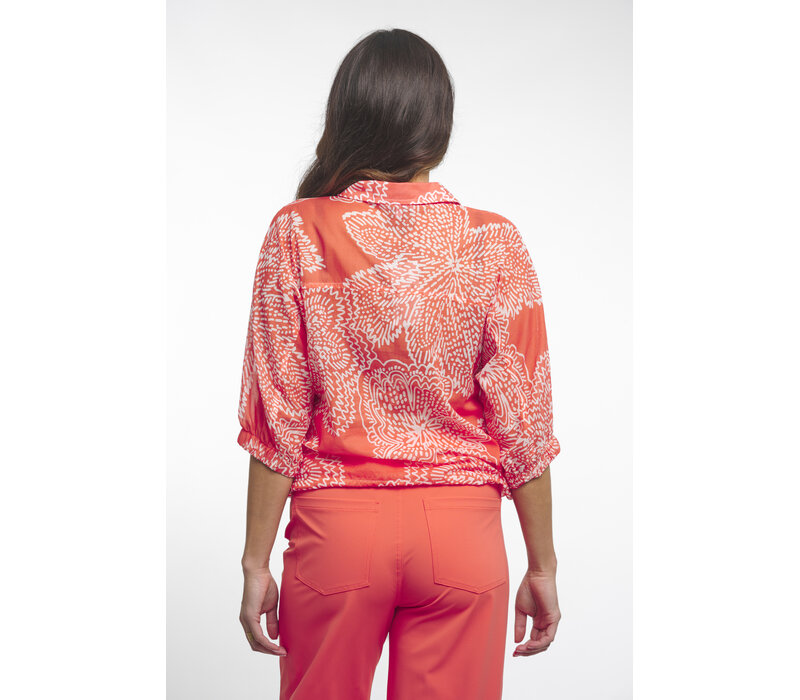 Zoso Printed Woven Blouse Coral