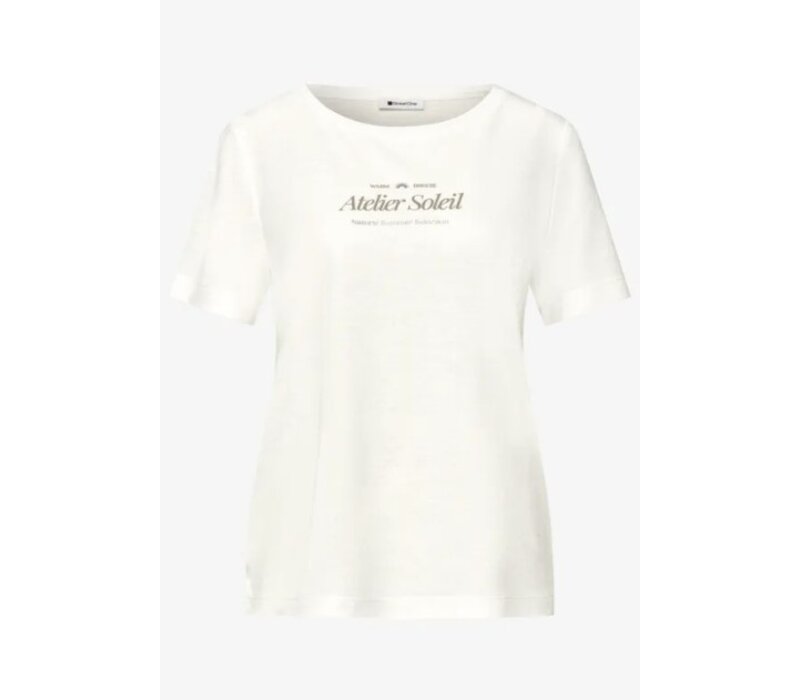 Street One Partprint Shirt with Short Sleeve Off White
