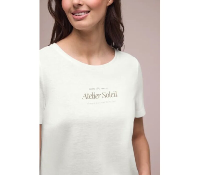 Street One Partprint Shirt with Short Sleeve Off White