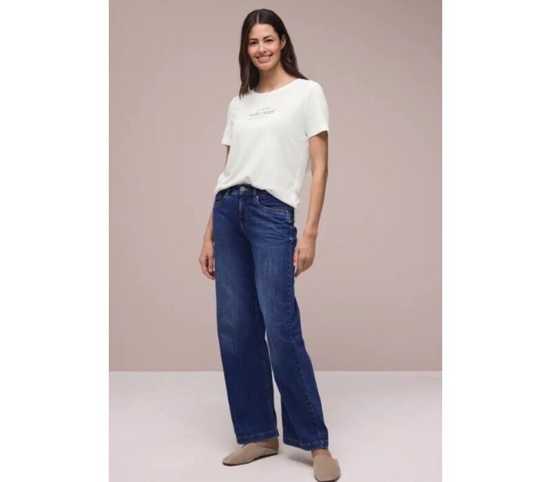 Street One Partprint Shirt with Short Sleeve Off White